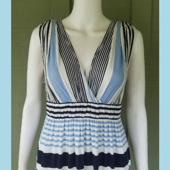 Ann Taylor LOFT Blue White Striped Jersey Dress XS - Picture 2 of 4
